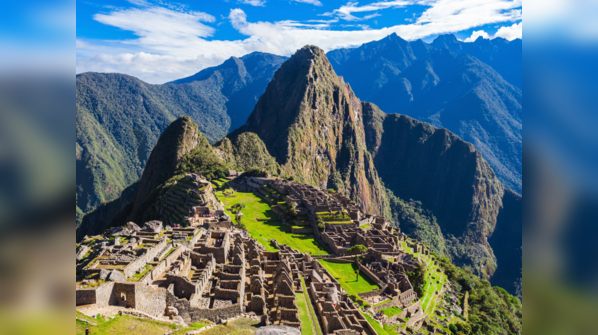 The breathtaking view of Machu Picchu nestled in the Andes Mountains